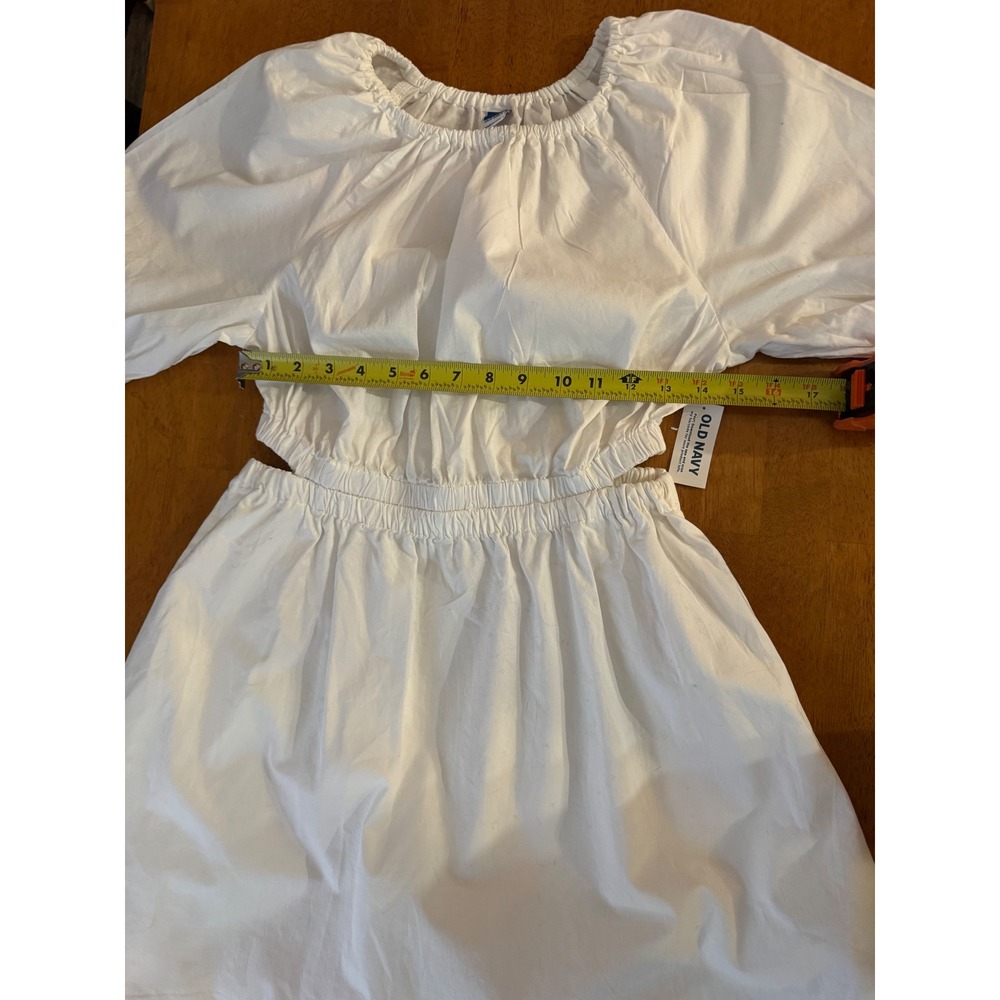 NWT Old Navy Women's White 100% Cotton Puff Sleeve Cut-Out Mini Dress Size Small - Picture 9 of 12